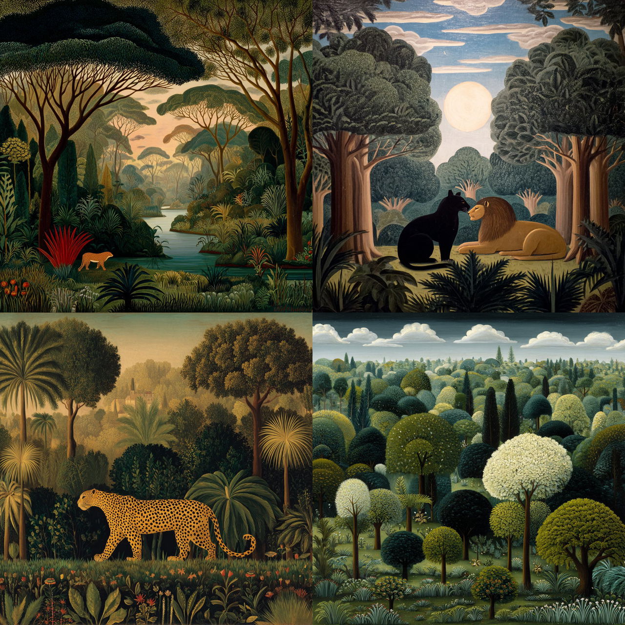 Henri Rousseau style, Midjourney V7, render 1 of 4