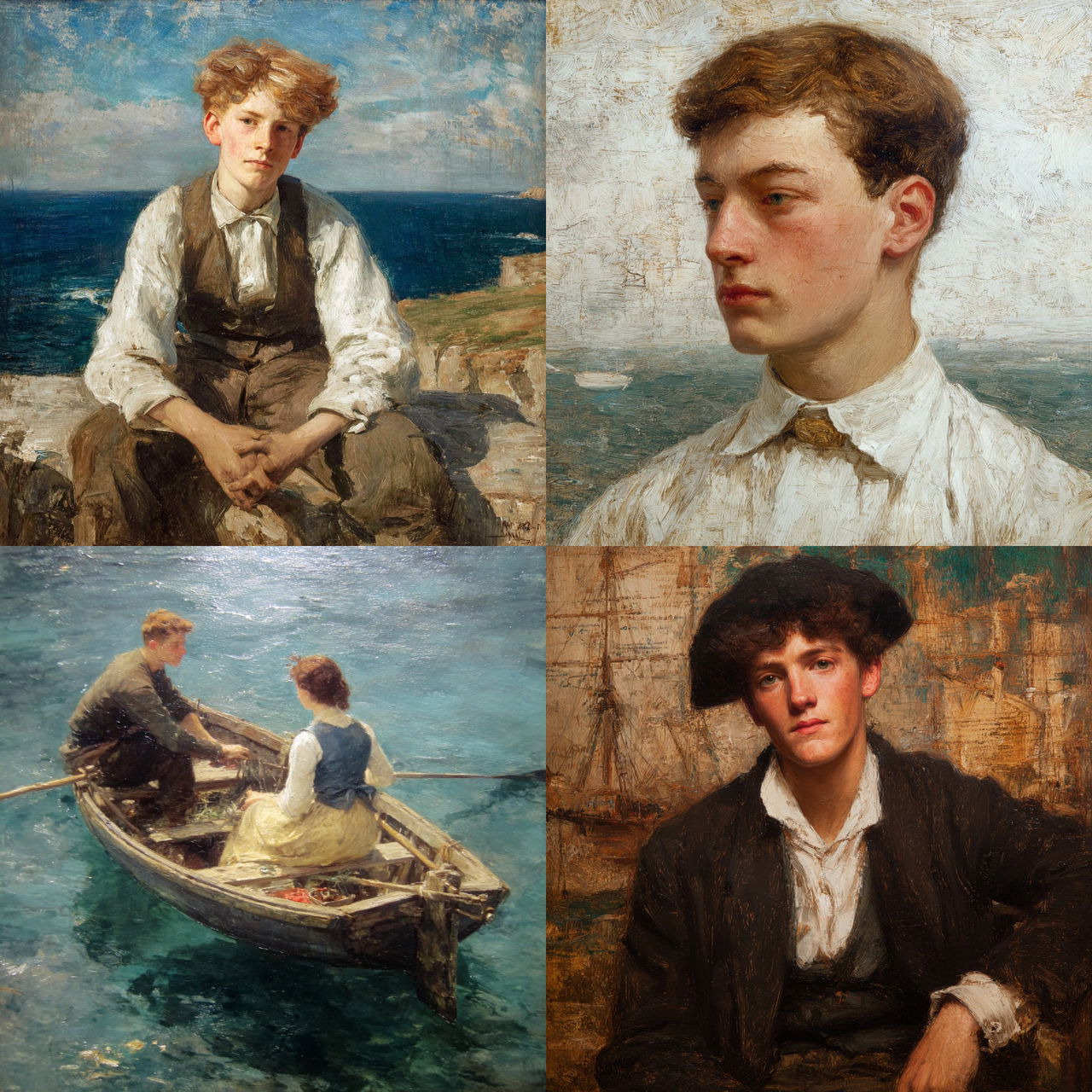 Henry Scott Tuke style, Midjourney V7, render 1 of 4