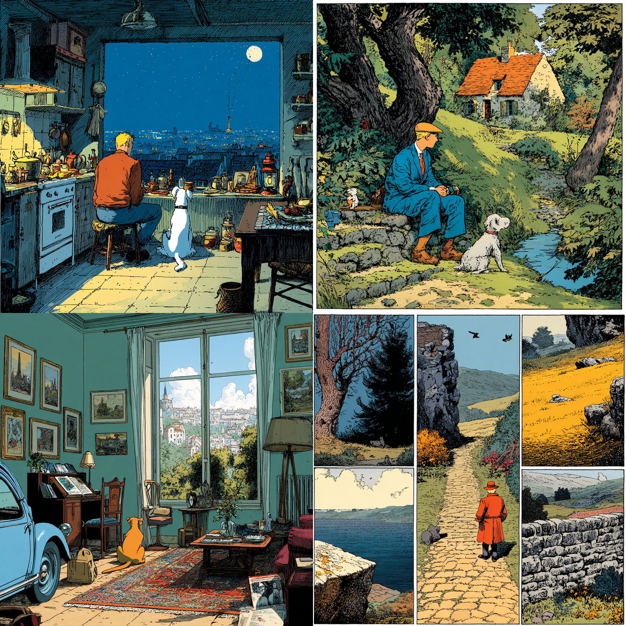 Herge style, Midjourney V7, render 1 of 4