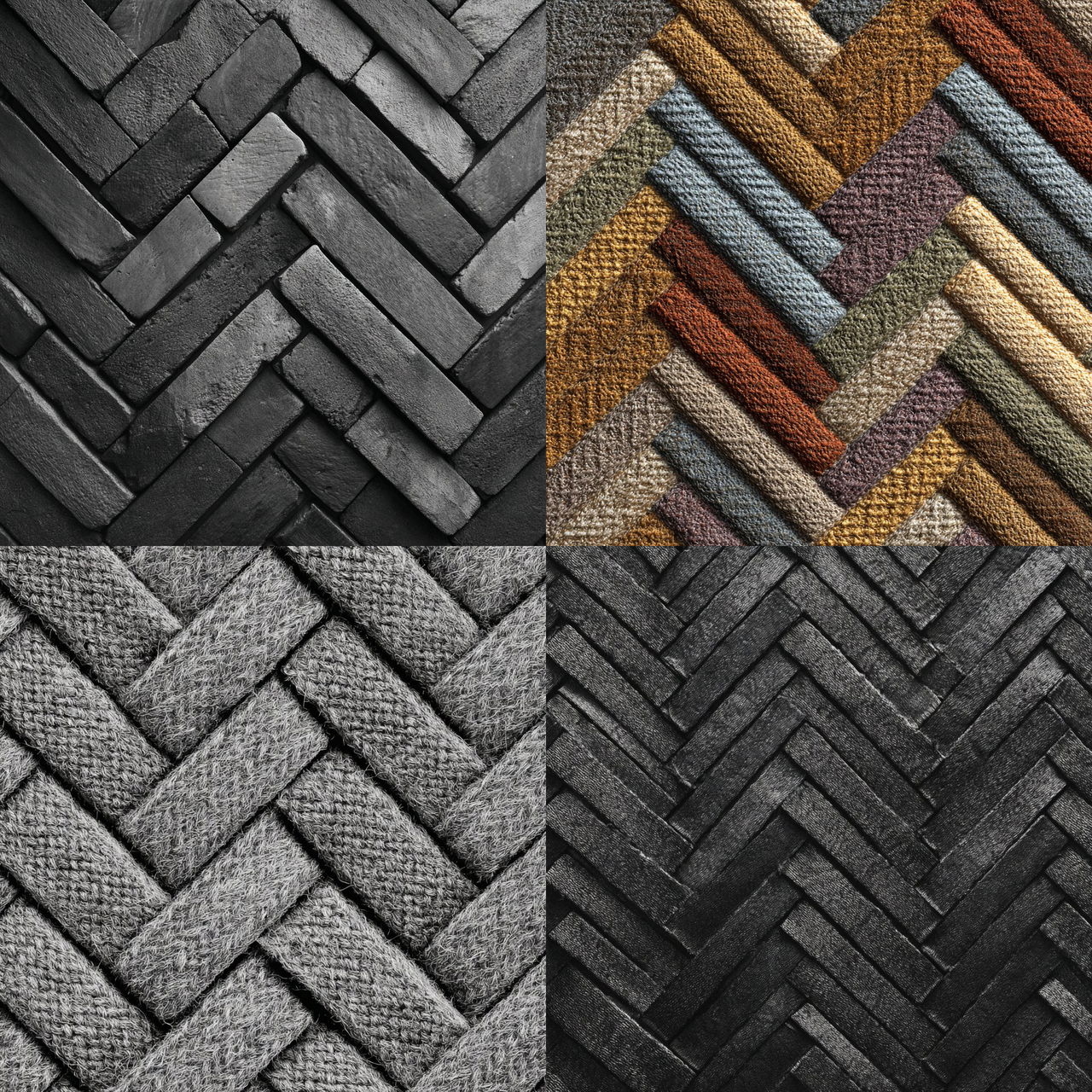 Herringbone texture style, Midjourney V7, render 1 of 4