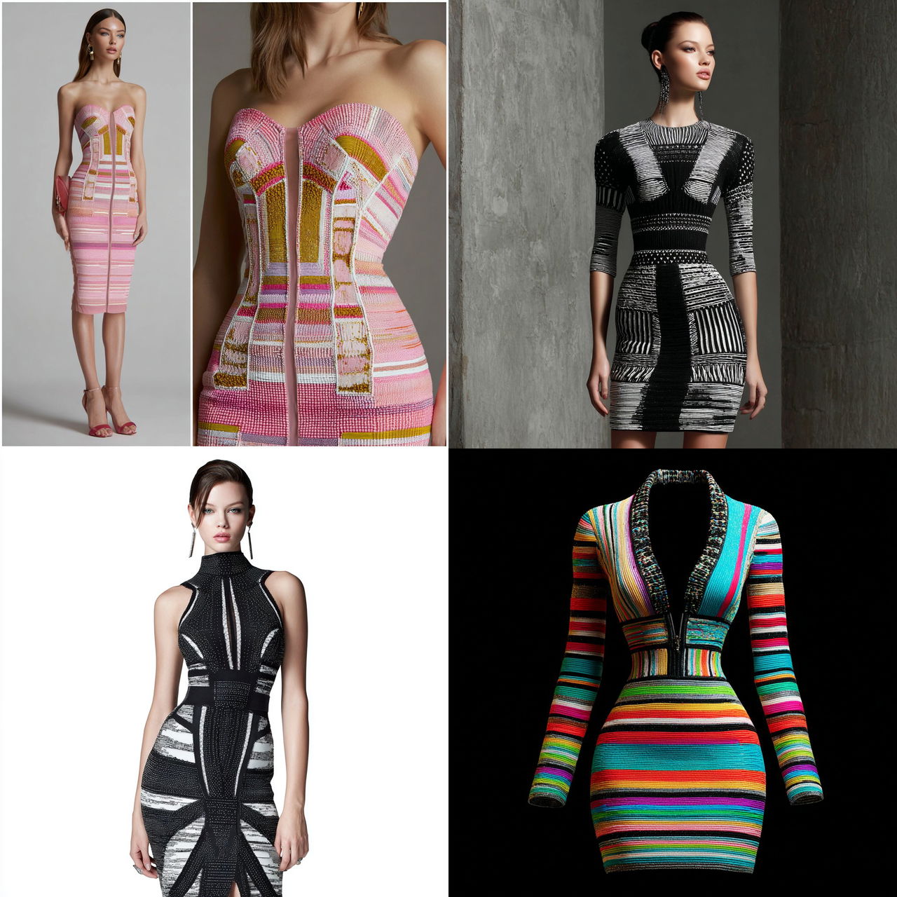 Herve Leger style, Midjourney V7, render 1 of 4