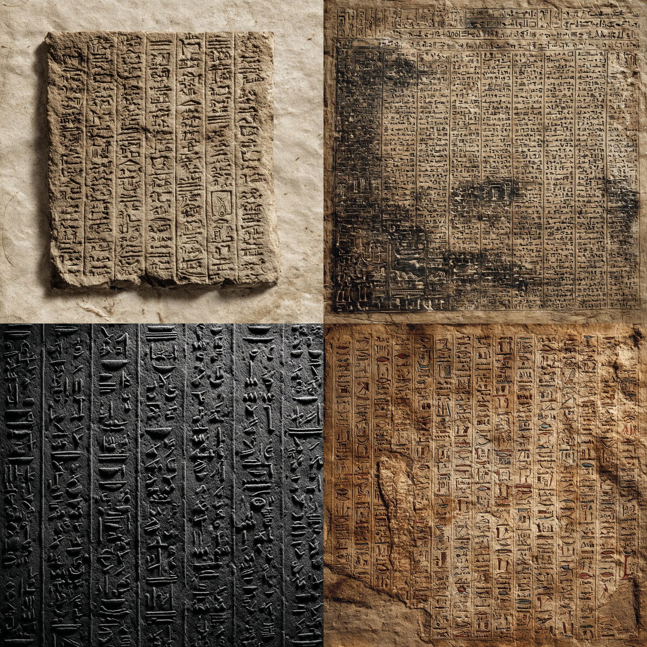 Hieratic script style, Midjourney V7, render 1 of 4