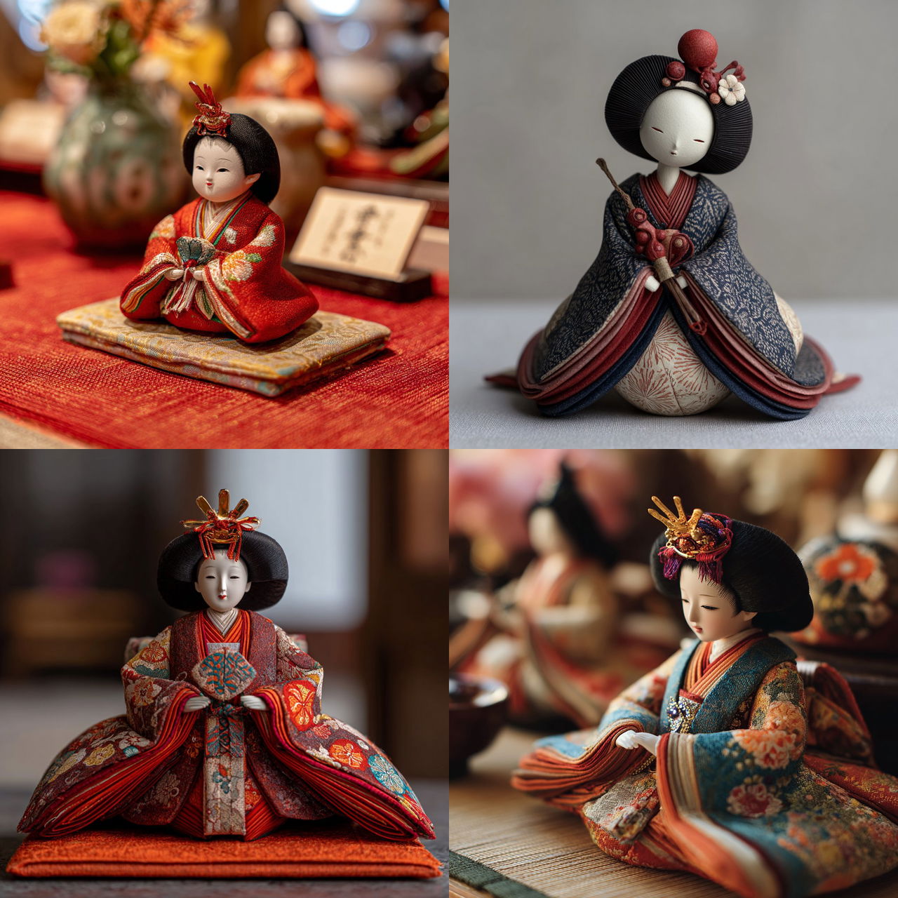 Hina doll style, Midjourney V7, render 1 of 4