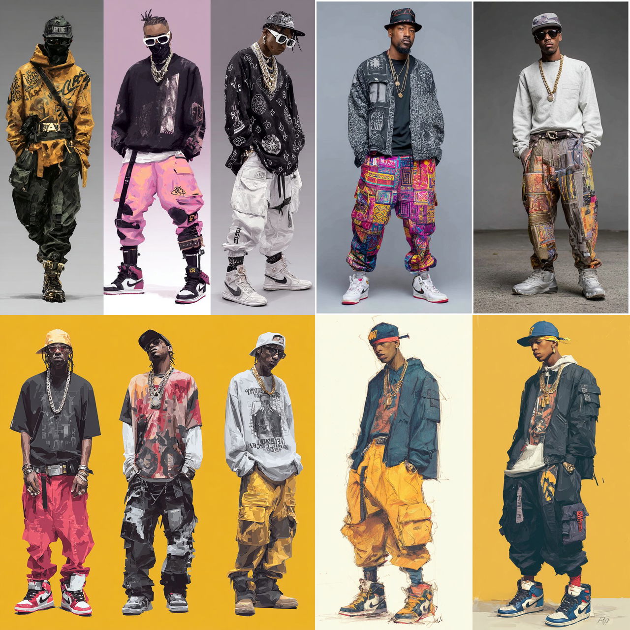 Hip Hop fashion style, Midjourney V7, render 1 of 4