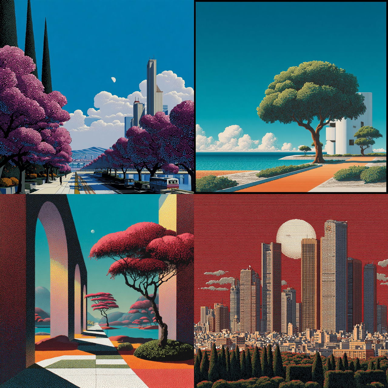 Hiroshi Nagai style, Midjourney V7, render 1 of 4