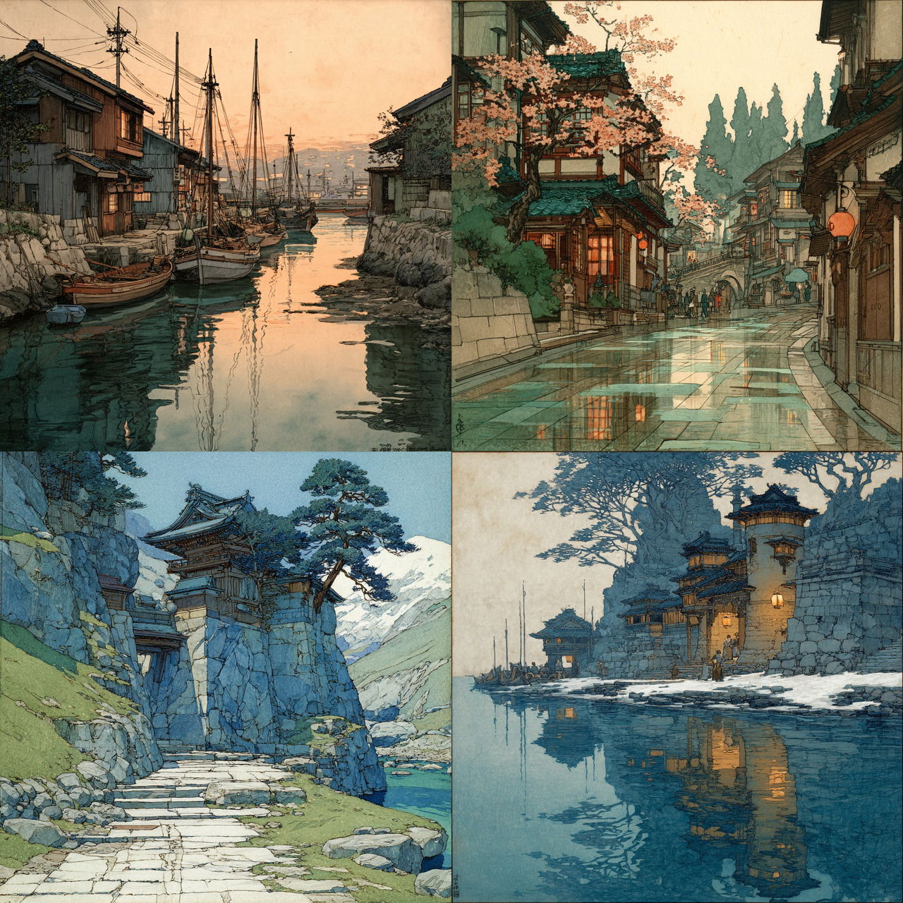 Hiroshi Yoshida style, Midjourney V7, render 1 of 4