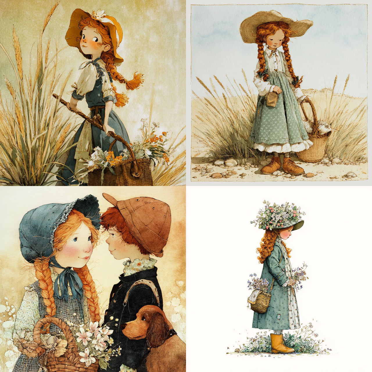 Holly Hobbie style, Midjourney V7, render 1 of 4