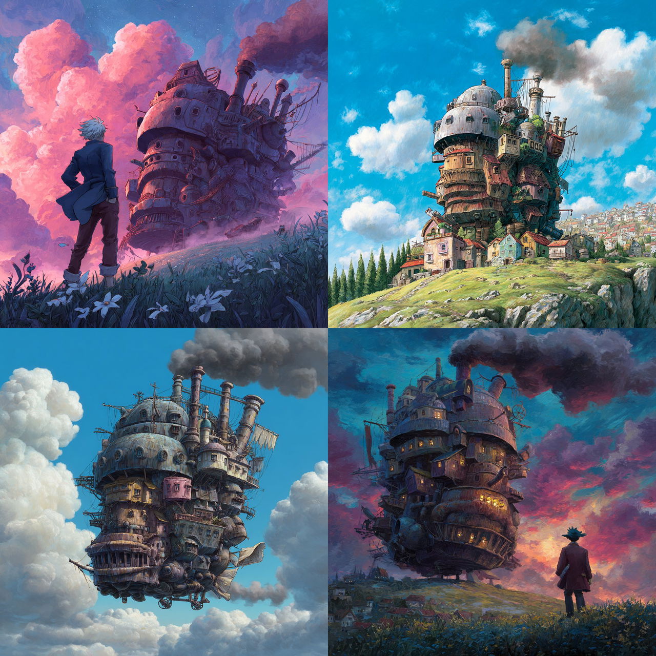 Howl's Moving Castle style, Midjourney V7, render 1 of 4