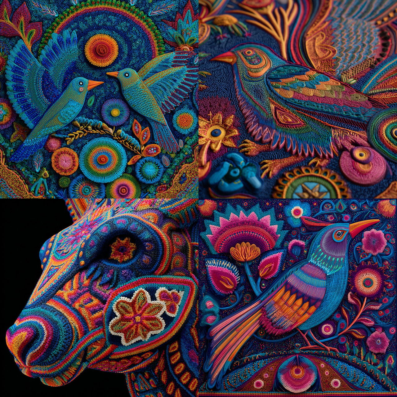 Huichol art style, Midjourney V7, render 1 of 4