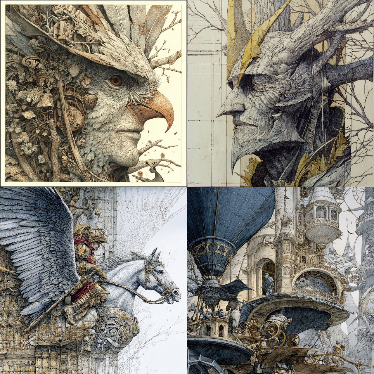Ian Miller style, Midjourney V7, render 1 of 4