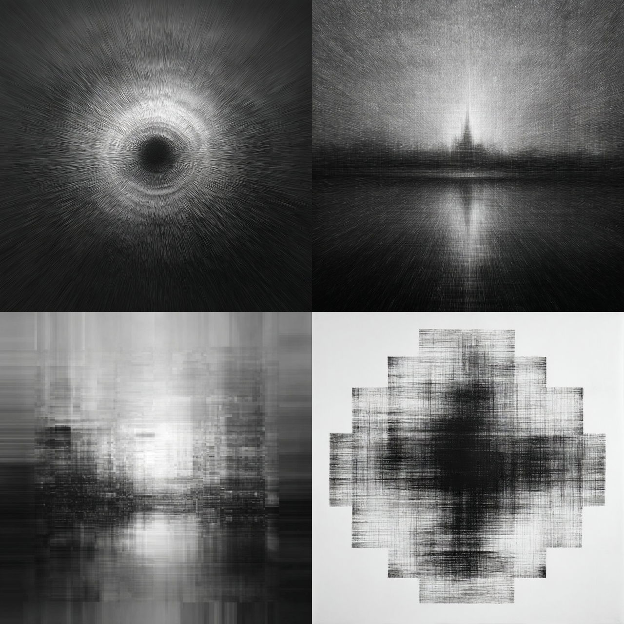 Idris Khan style, Midjourney V7, render 1 of 4