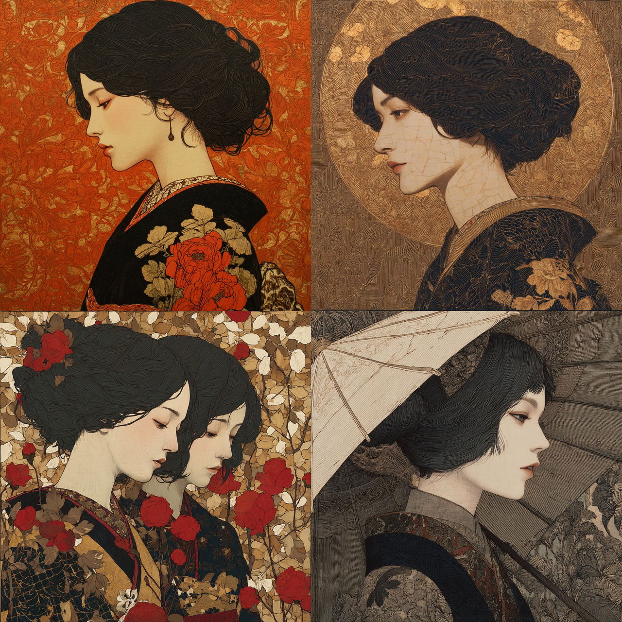 Ikenaga Yasunari style, Midjourney V7, render 1 of 4