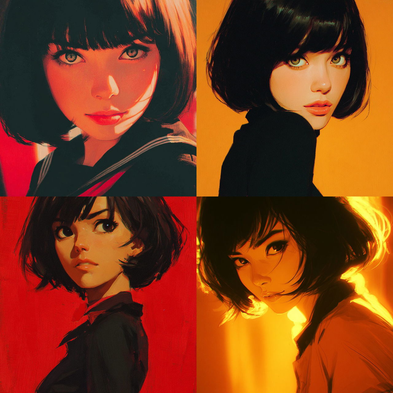 Ilya Kuvshinov style, Midjourney V7, render 1 of 4