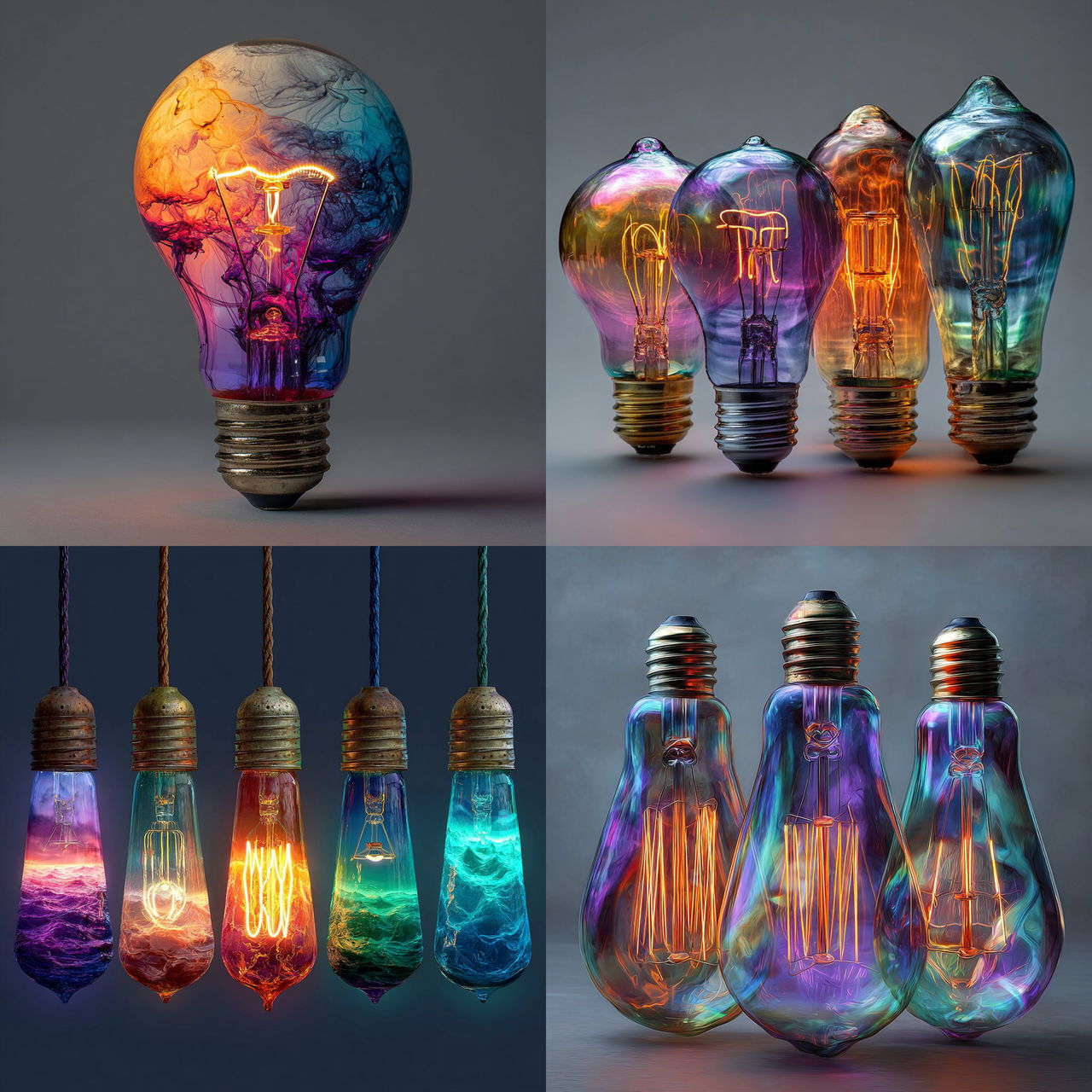 Incandescent colors style, Midjourney V7, render 1 of 4