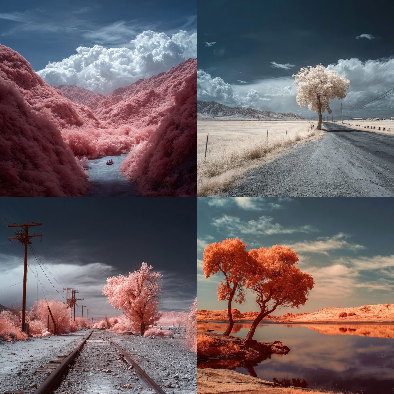Infrared photography style, Midjourney V7, render 1 of 4