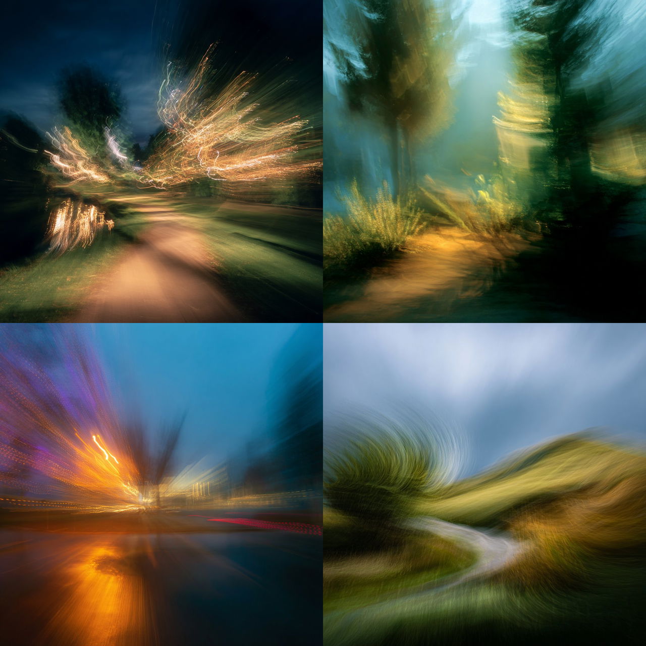 Intentional camera movement style, Midjourney V7, render 1 of 4