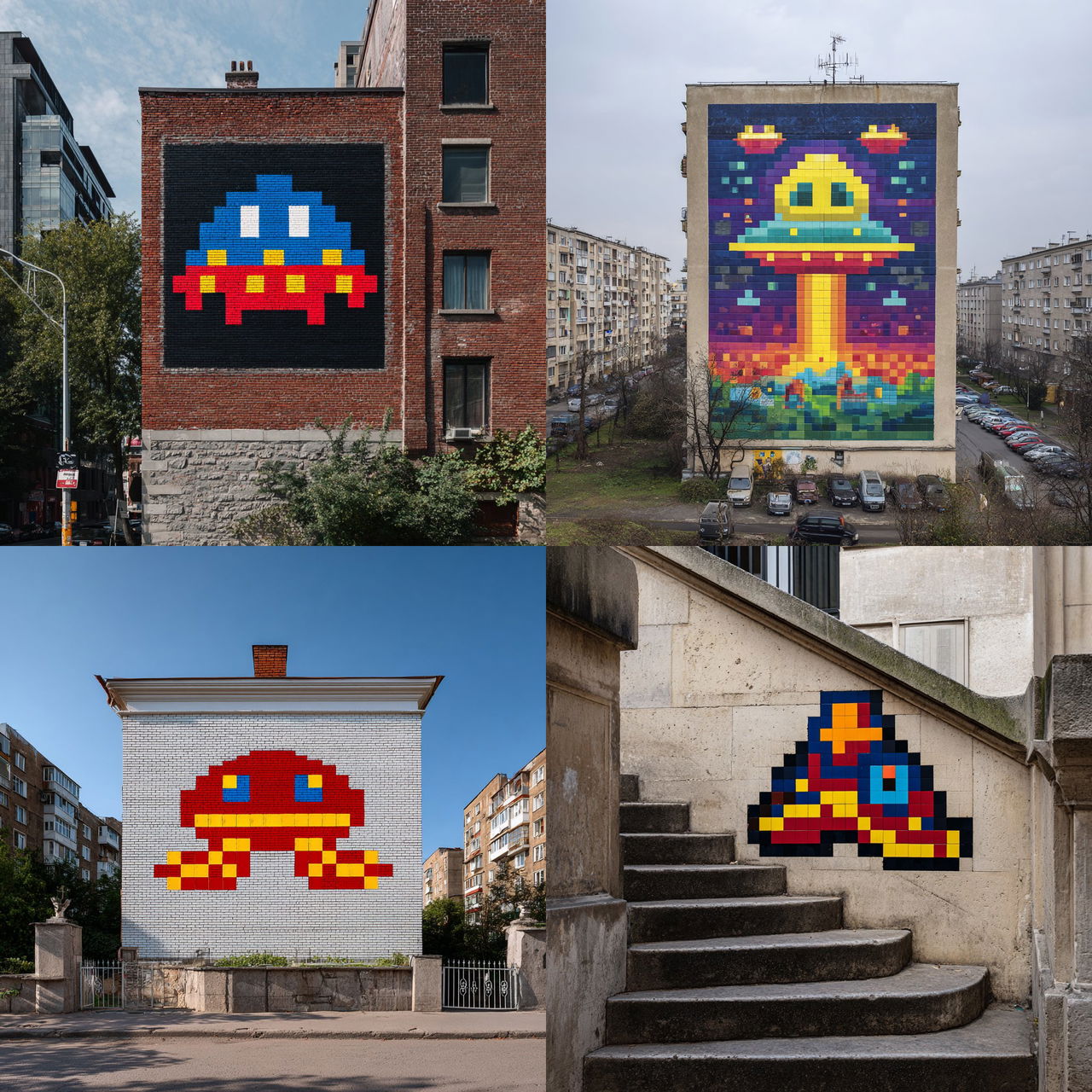 Invader style, Midjourney V7, render 1 of 4