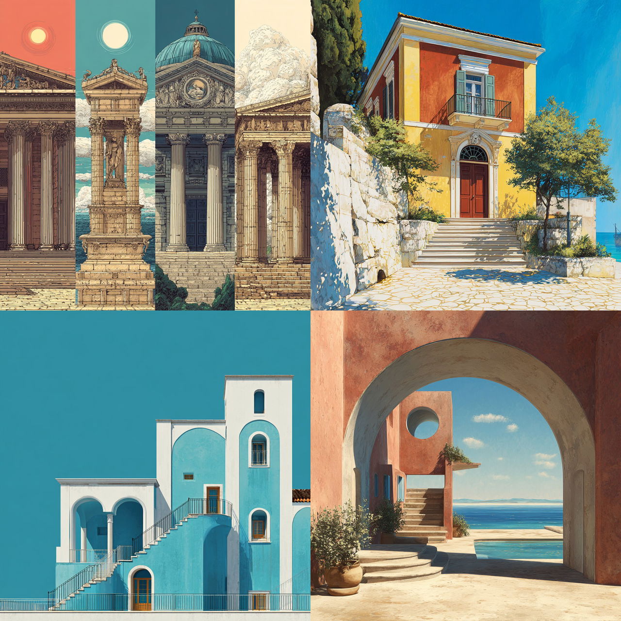 Ionian architecture style, Midjourney V7, render 1 of 4