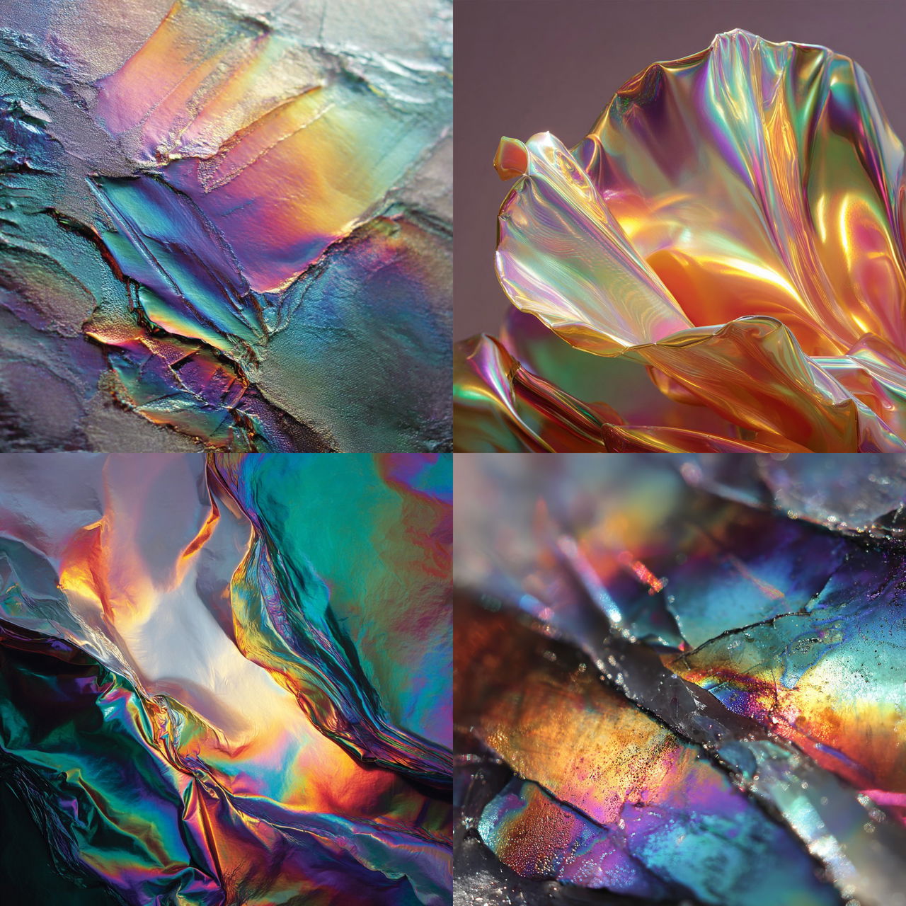 Iridescent colors style, Midjourney V7, render 1 of 4