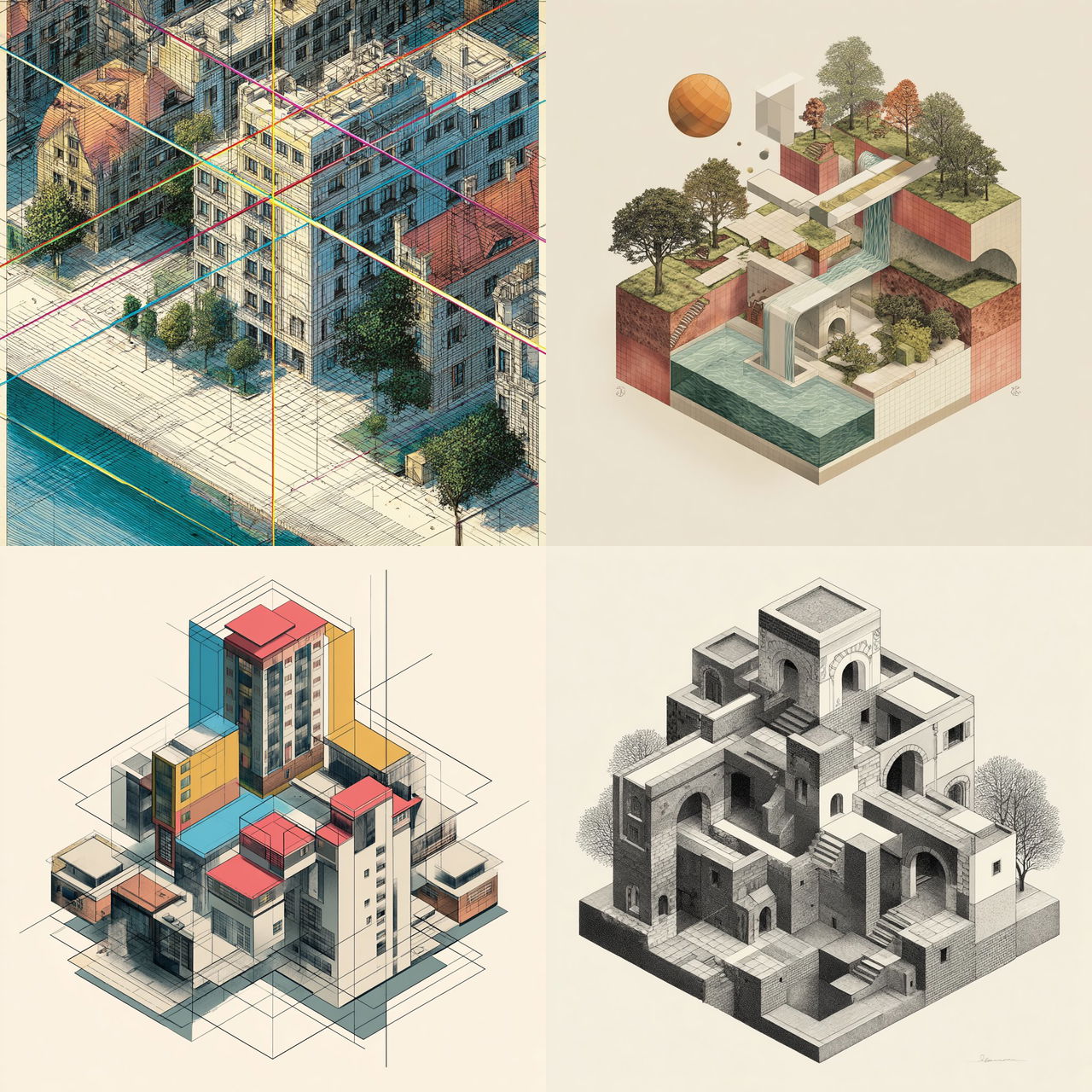 Isometric projection style, Midjourney V7, render 1 of 4