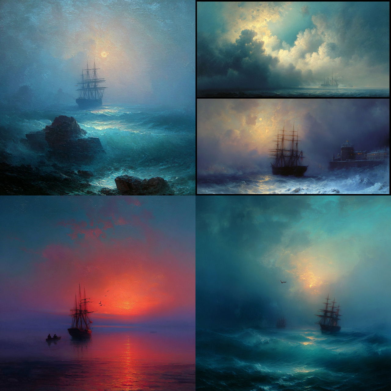 Ivan Aivazovsky style, Midjourney V7, render 1 of 4
