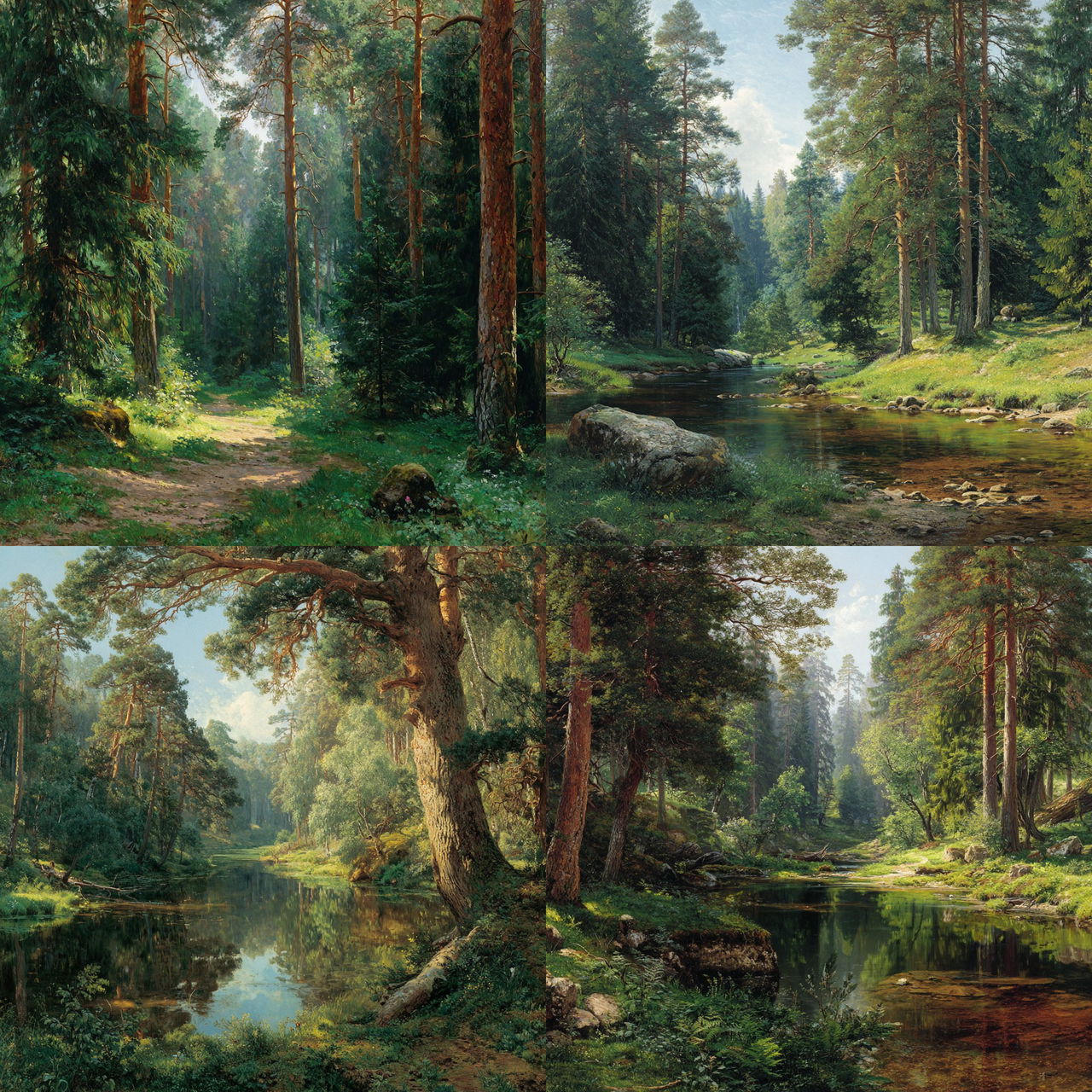 Ivan Shishkin style, Midjourney V7, render 1 of 4