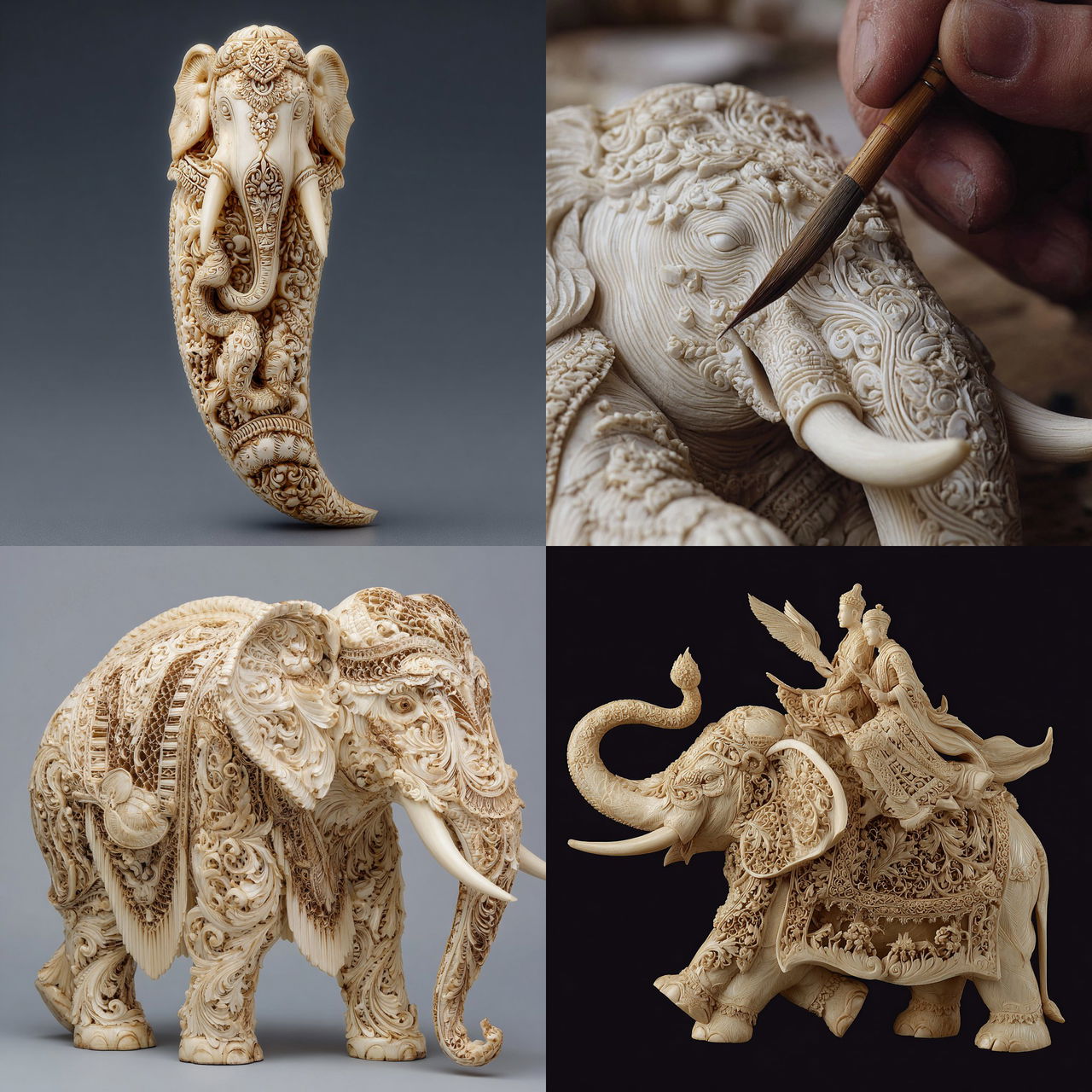 Ivory carving style, Midjourney V7, render 1 of 4