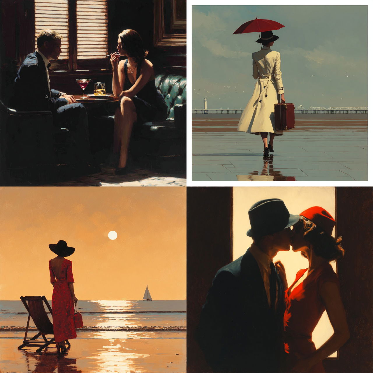 Jack Vettriano style, Midjourney V7, render 1 of 4