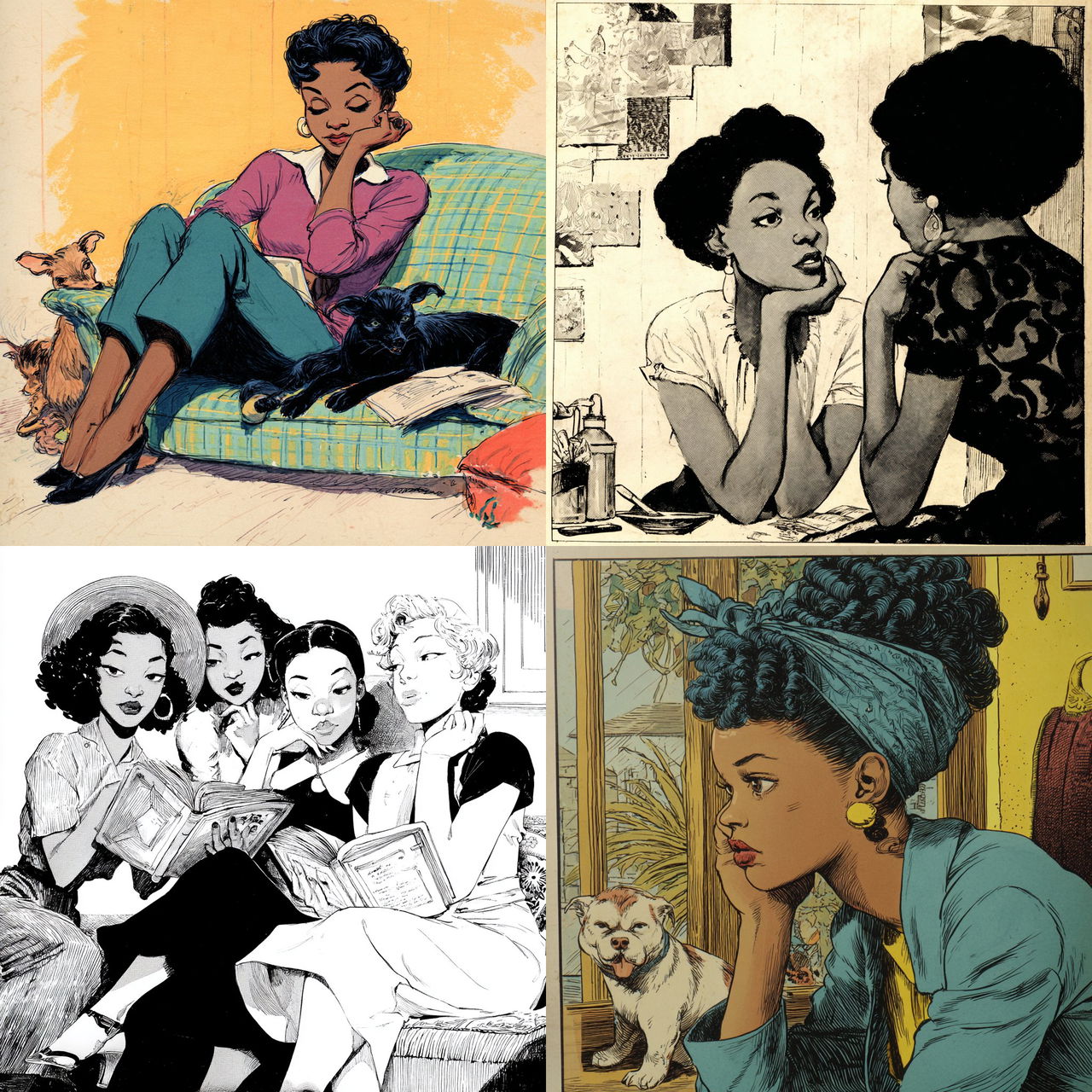 Jackie Ormes style, Midjourney V7, render 1 of 4