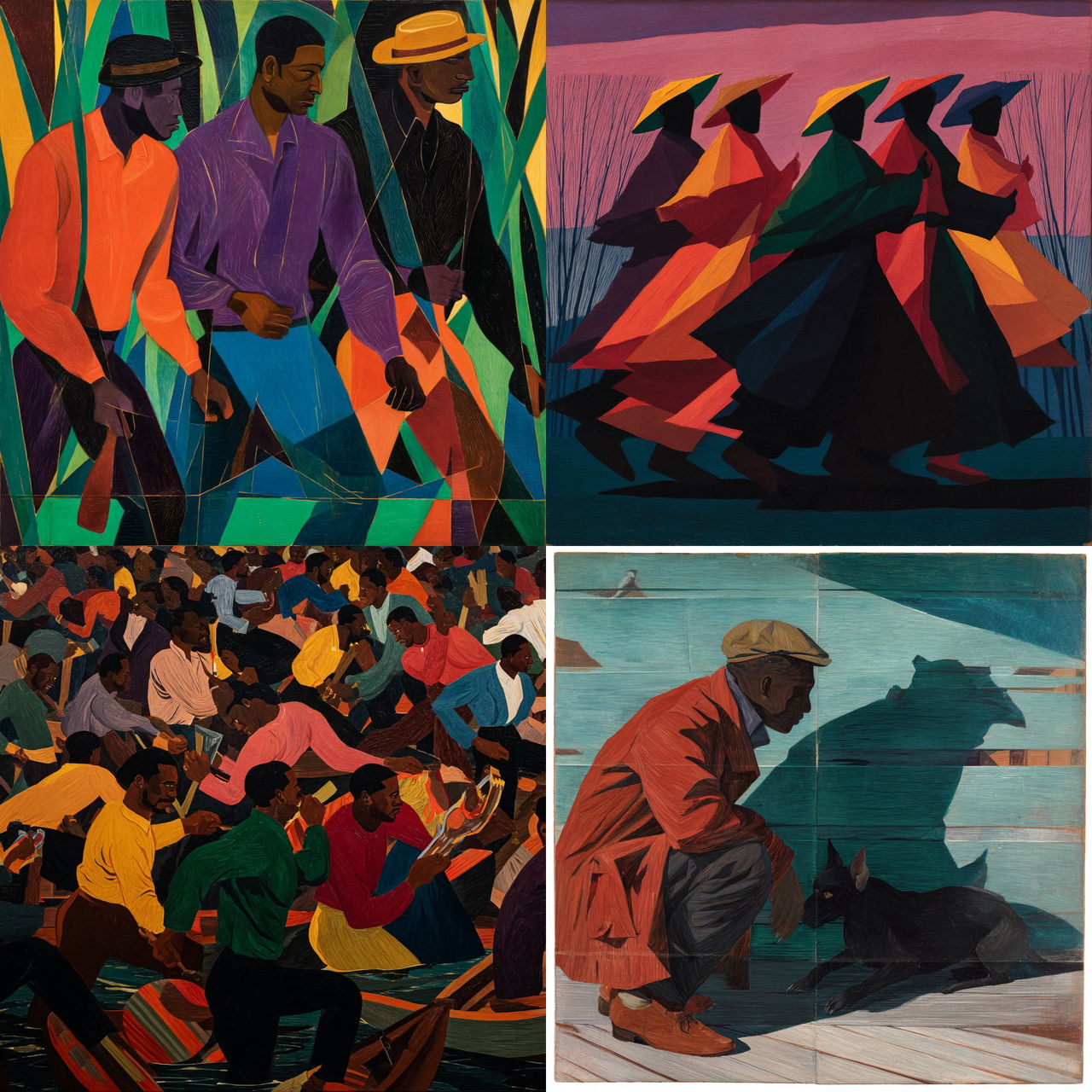 Jacob Lawrence style, Midjourney V7, render 1 of 4