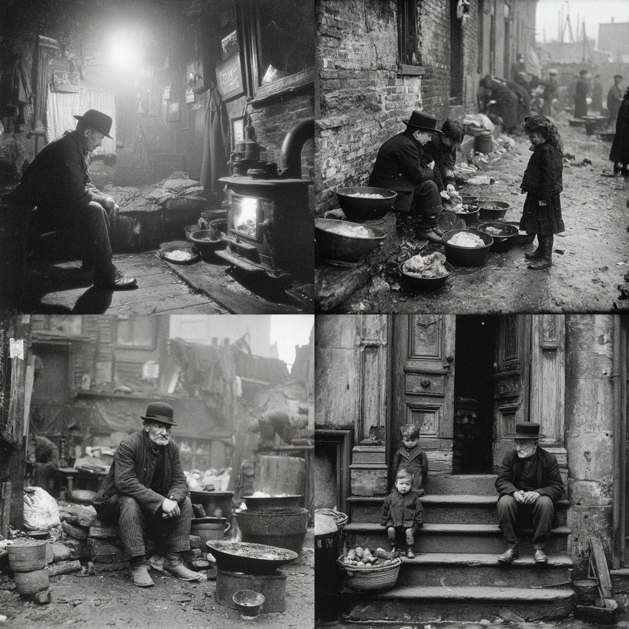 Jacob Riis style, Midjourney V7, render 1 of 4