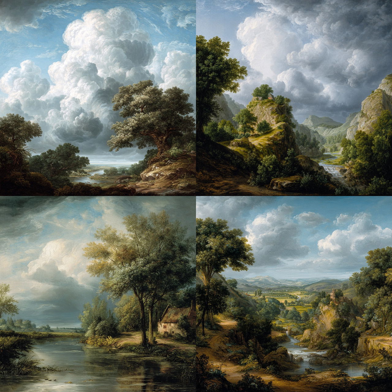 Jacob van Ruisdael style, Midjourney V7, render 1 of 4