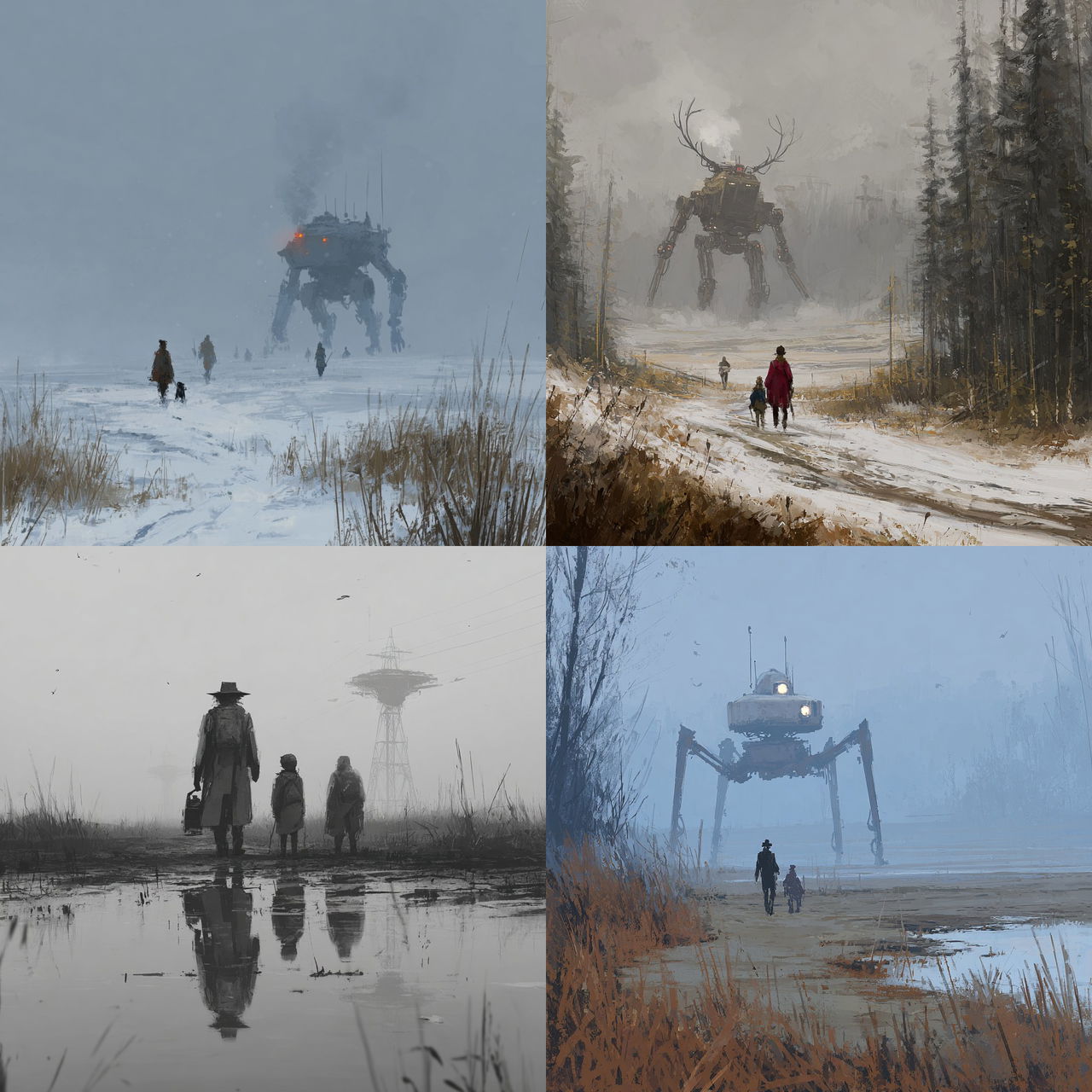 Jakub Rozalski style, Midjourney V7, render 1 of 4