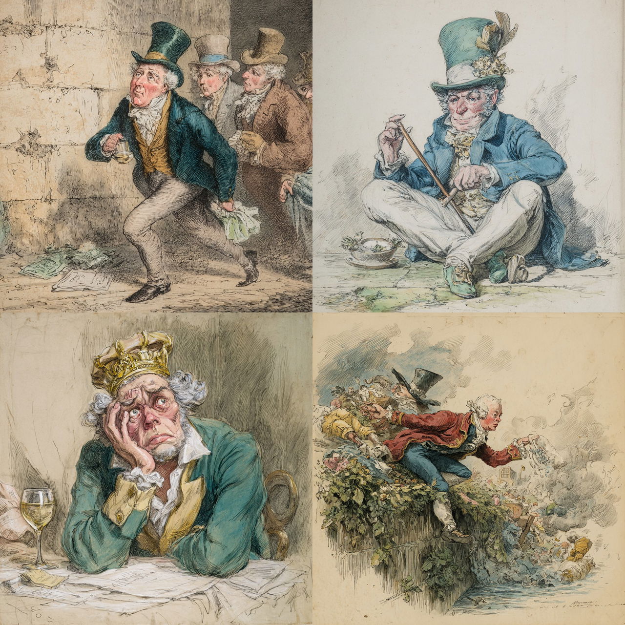 James Gillray style, Midjourney V7, render 1 of 4