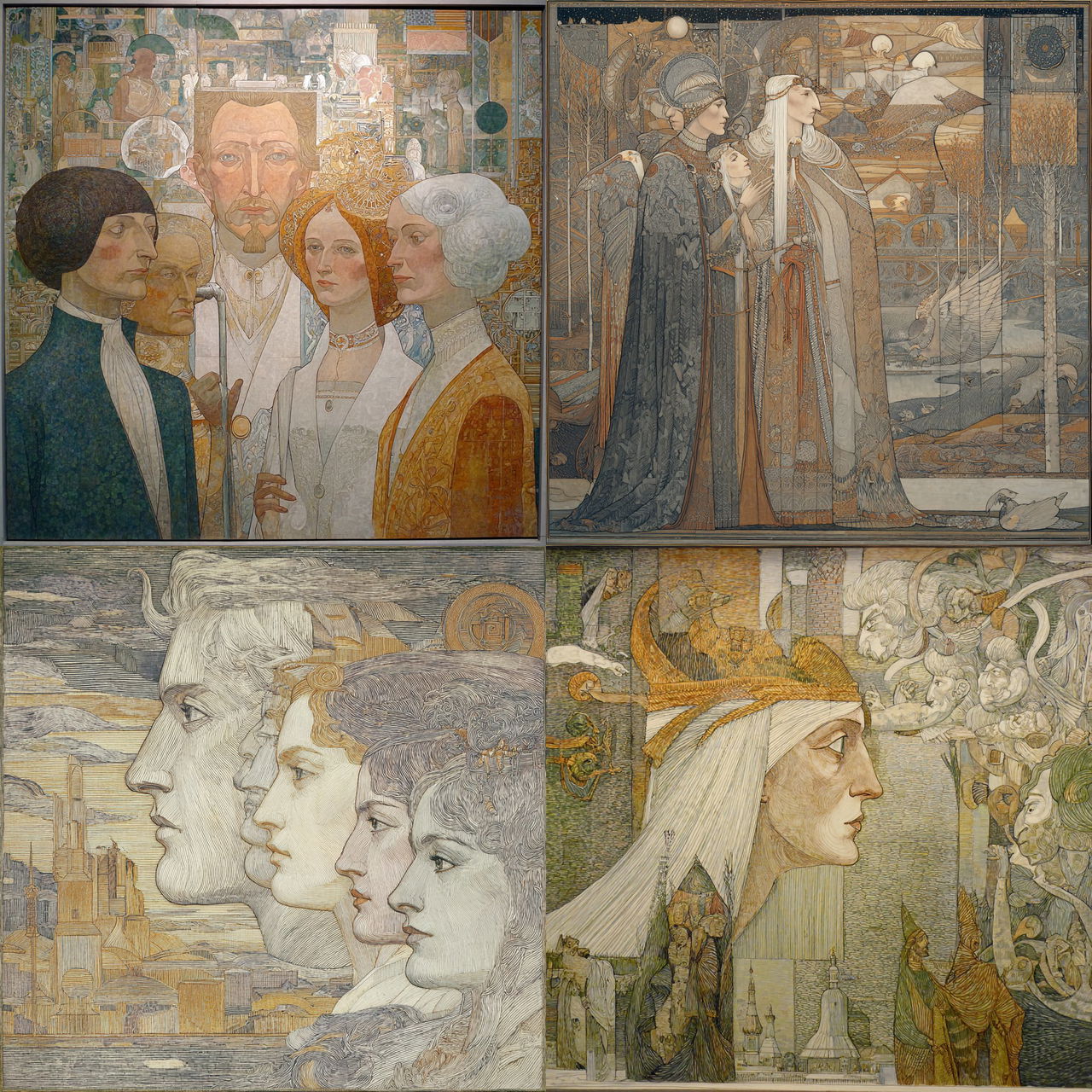 Jan Toorop style, Midjourney V7, render 1 of 4