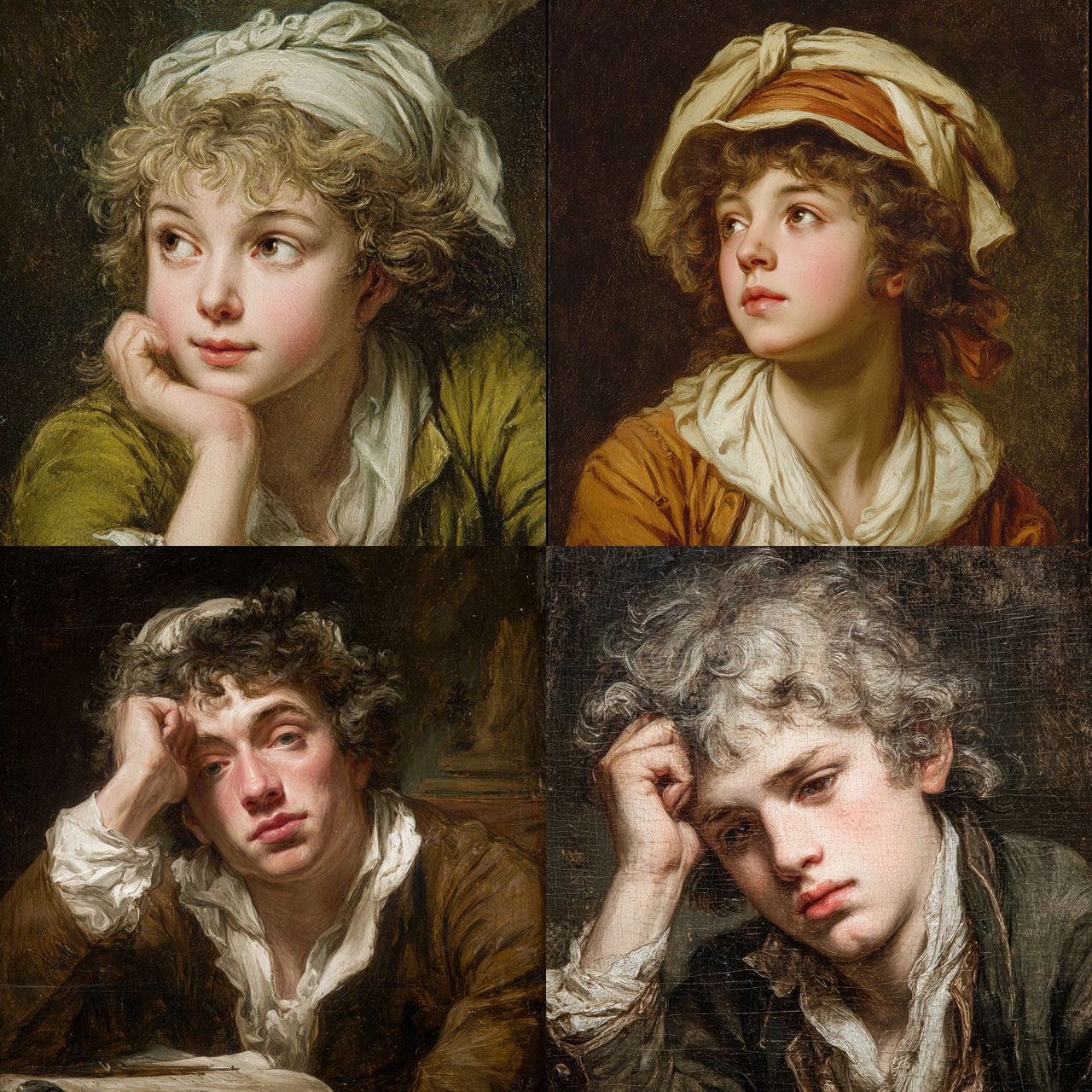 Jean-Baptiste Greuze style, Midjourney V7, render 1 of 4