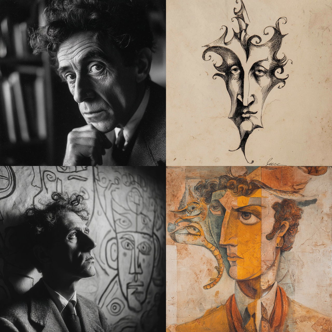 Jean Cocteau style, Midjourney V7, render 1 of 4