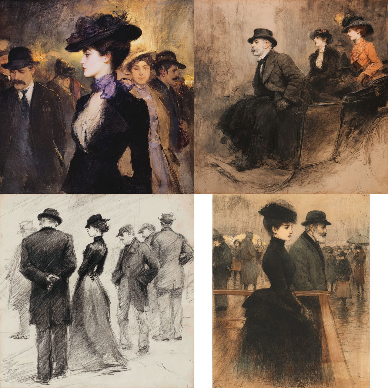 Jean-Louis Forain style, Midjourney V7, render 1 of 4