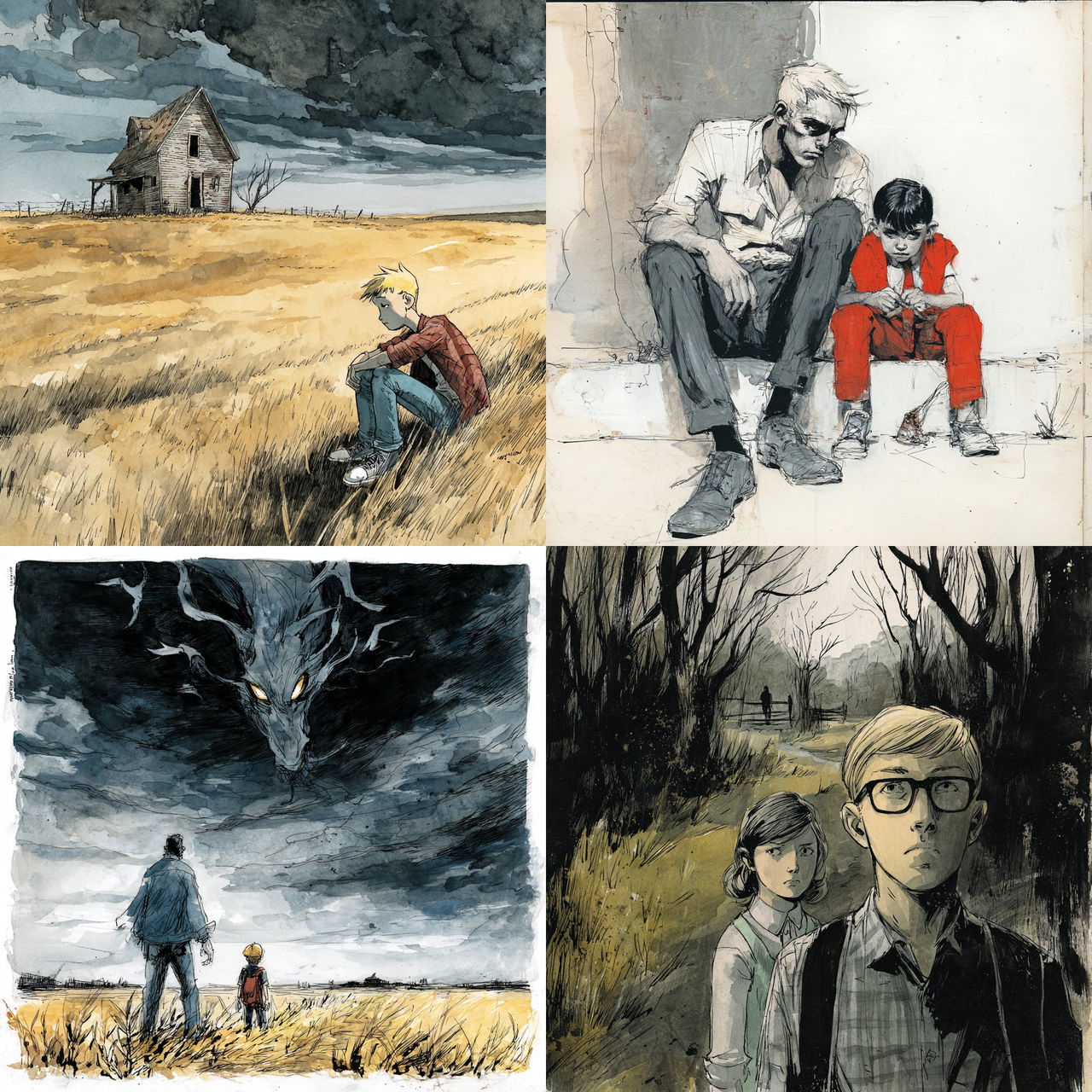 Jeff Lemire style, Midjourney V7, render 1 of 4