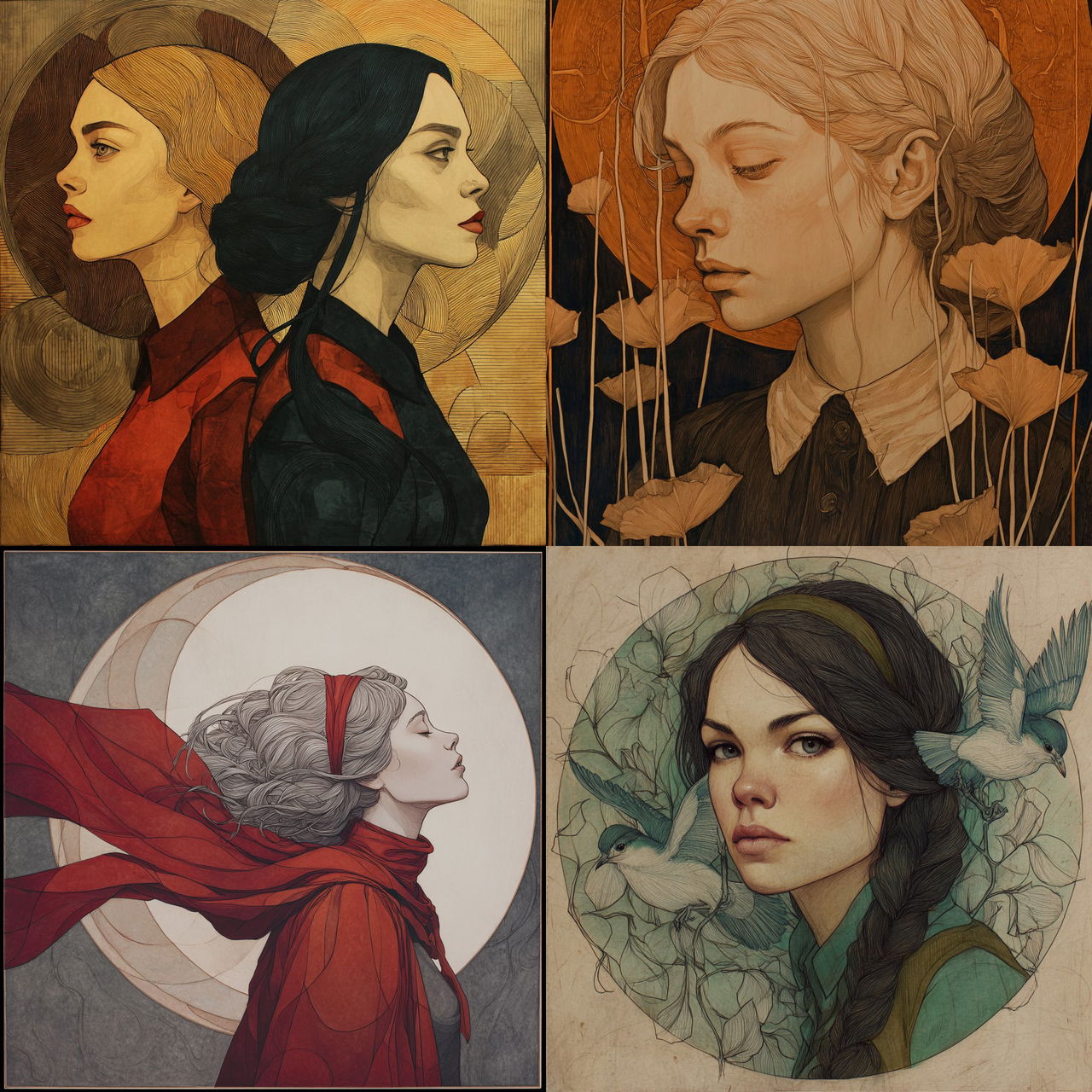 Jenny Frison style, Midjourney V7, render 1 of 4