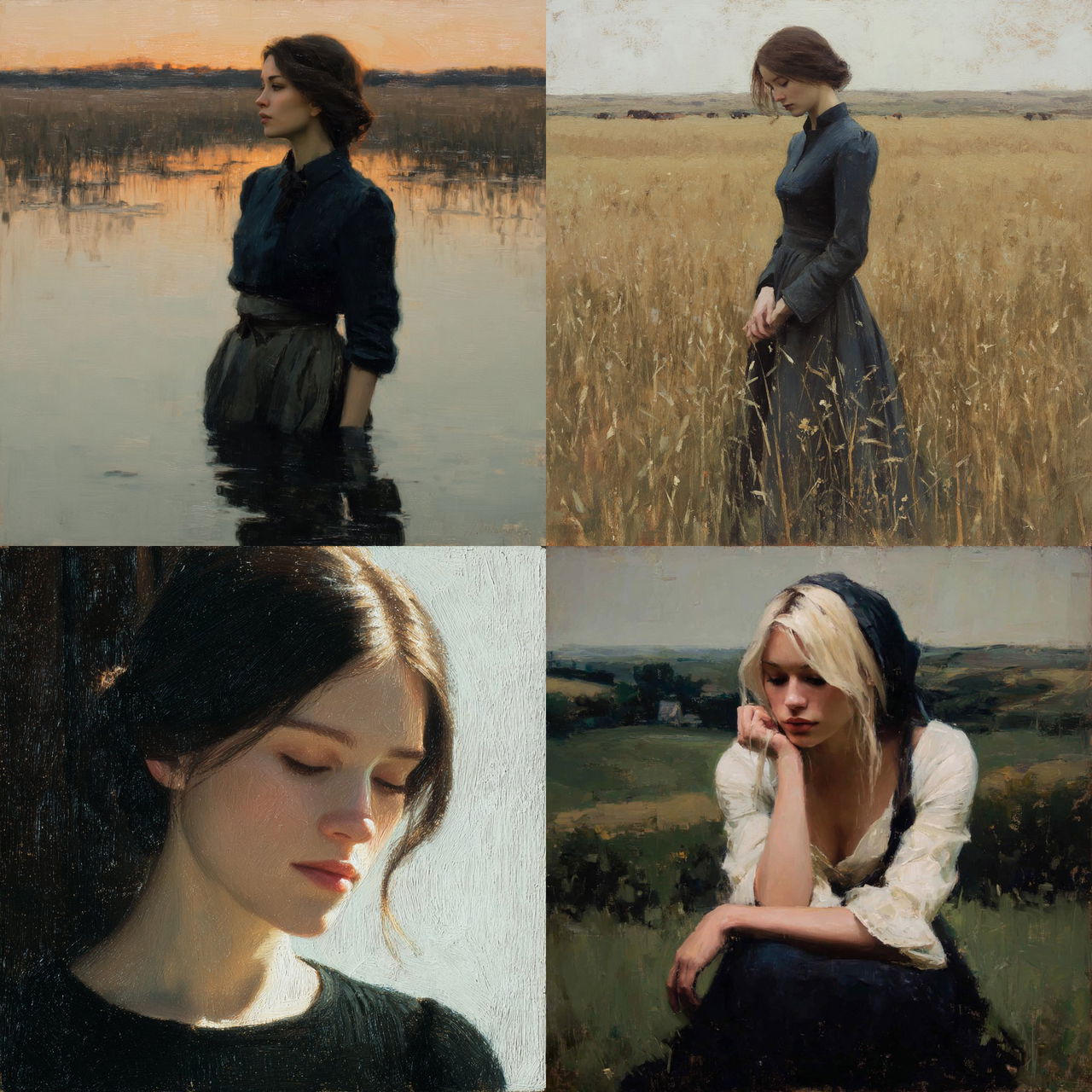 Jeremy Lipking style, Midjourney V7, render 1 of 4