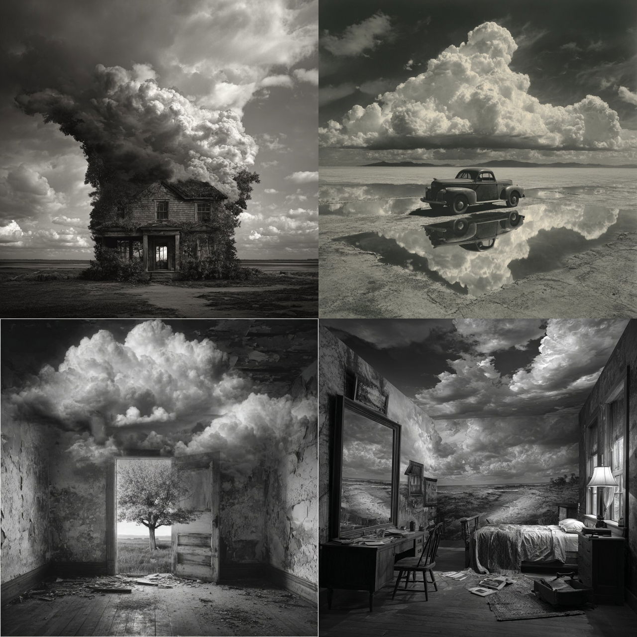 Jerry Uelsmann style, Midjourney V7, render 1 of 4