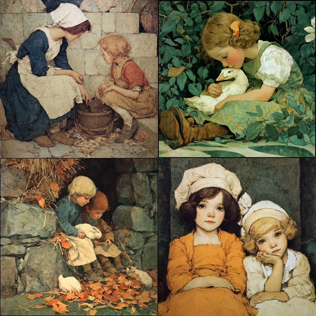 Jessie Willcox Smith style, Midjourney V7, render 1 of 4