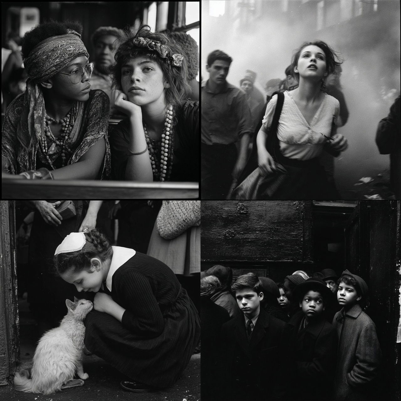 Jill Freedman style, Midjourney V7, render 1 of 4