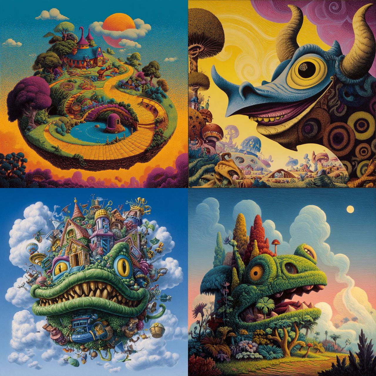 Jim Woodring style, Midjourney V7, render 1 of 4