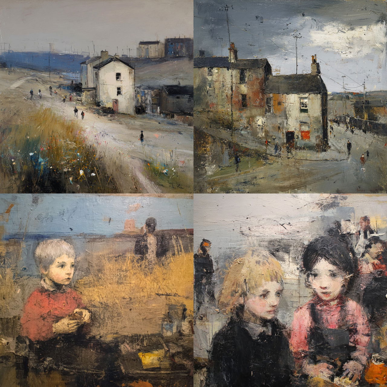 Joan Eardley style, Midjourney V7, render 1 of 4