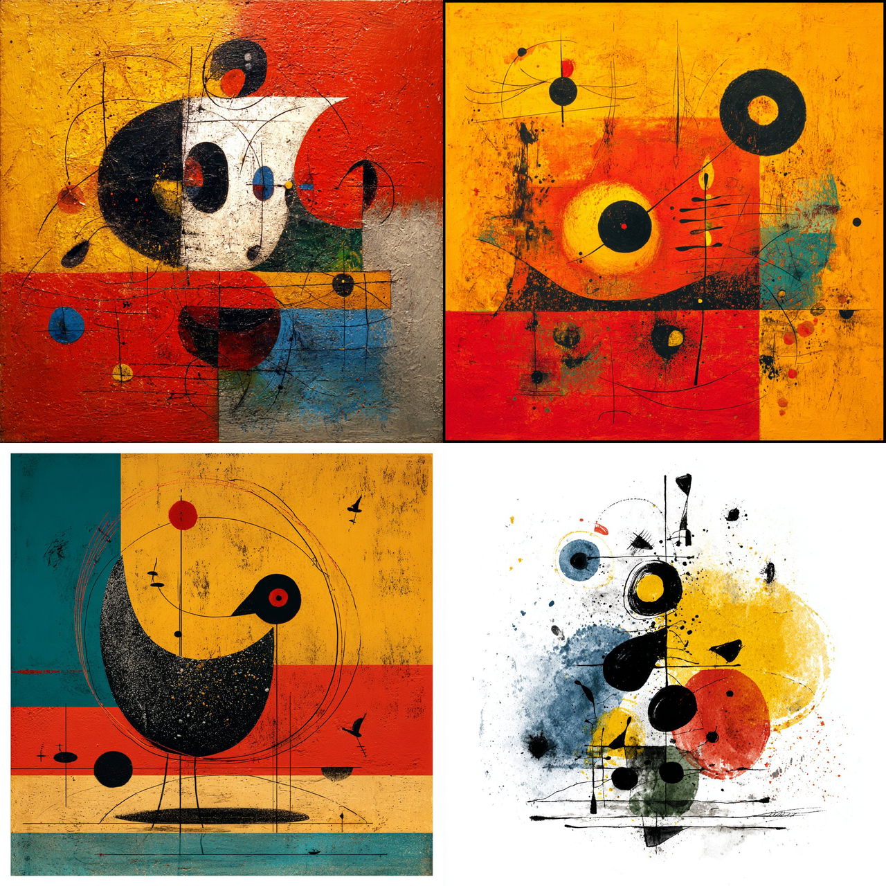 Joan Miro style, Midjourney V7, render 1 of 4