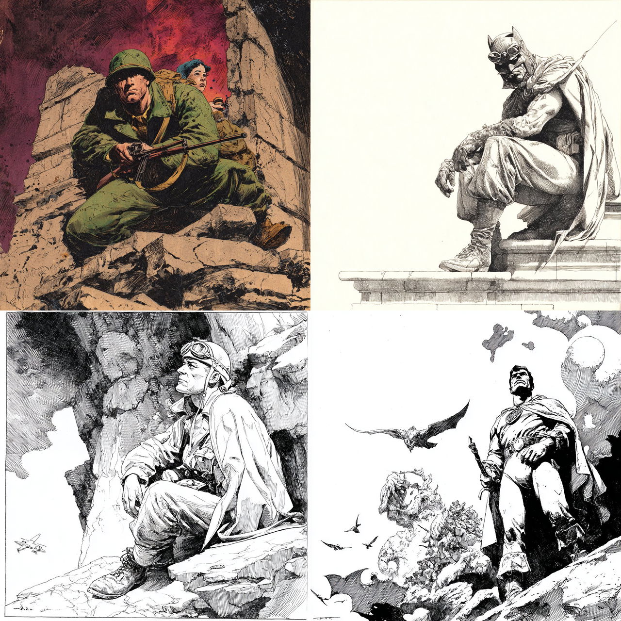 Joe Kubert style, Midjourney V7, render 1 of 4