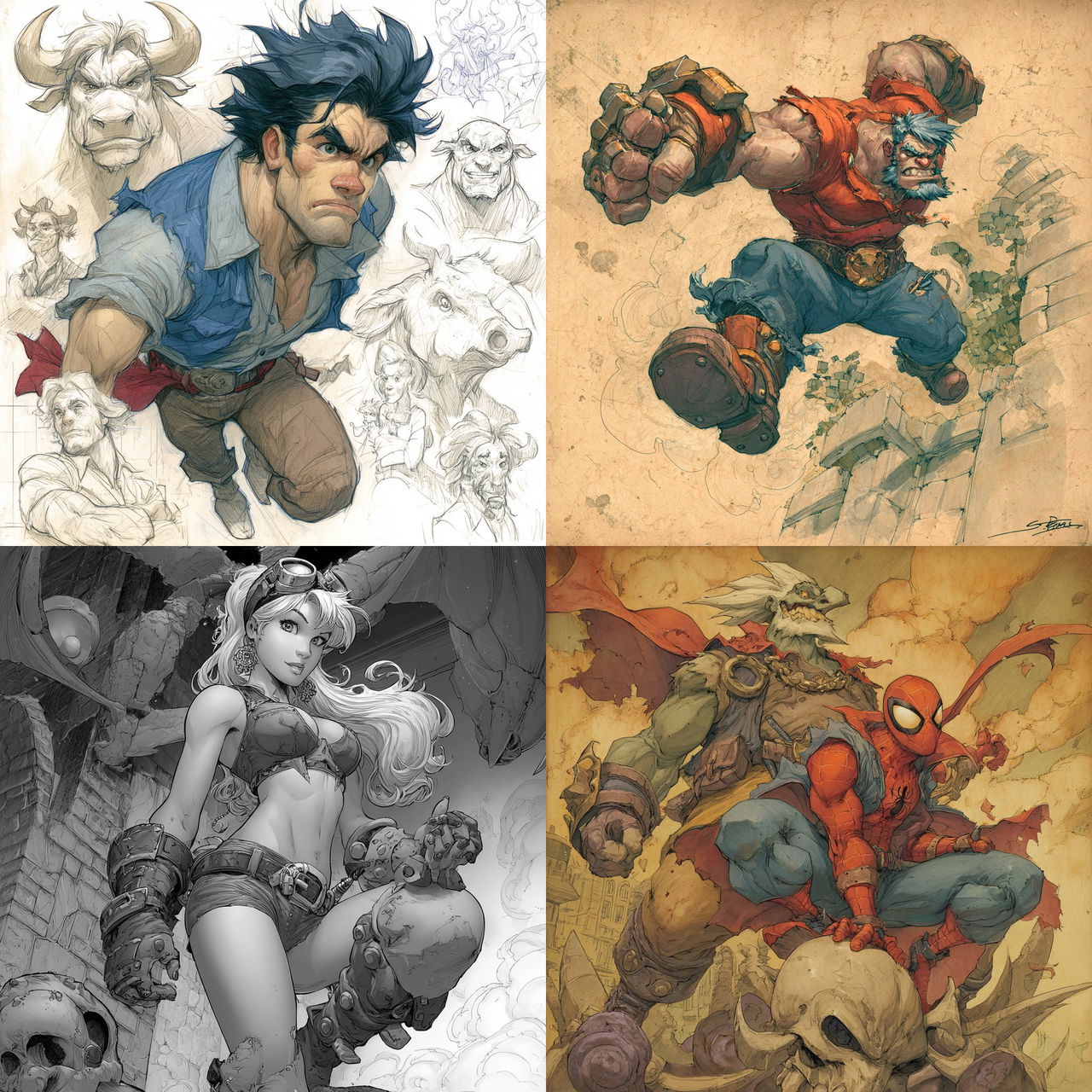 Joe Madureira style, Midjourney V7, render 1 of 4