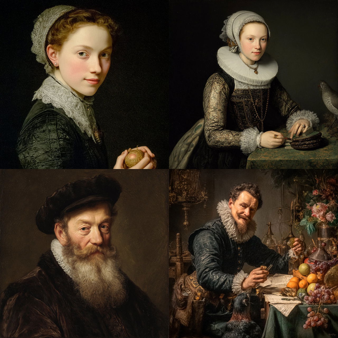 Johannes Cornelisz Verspronck style, Midjourney V7, render 1 of 4